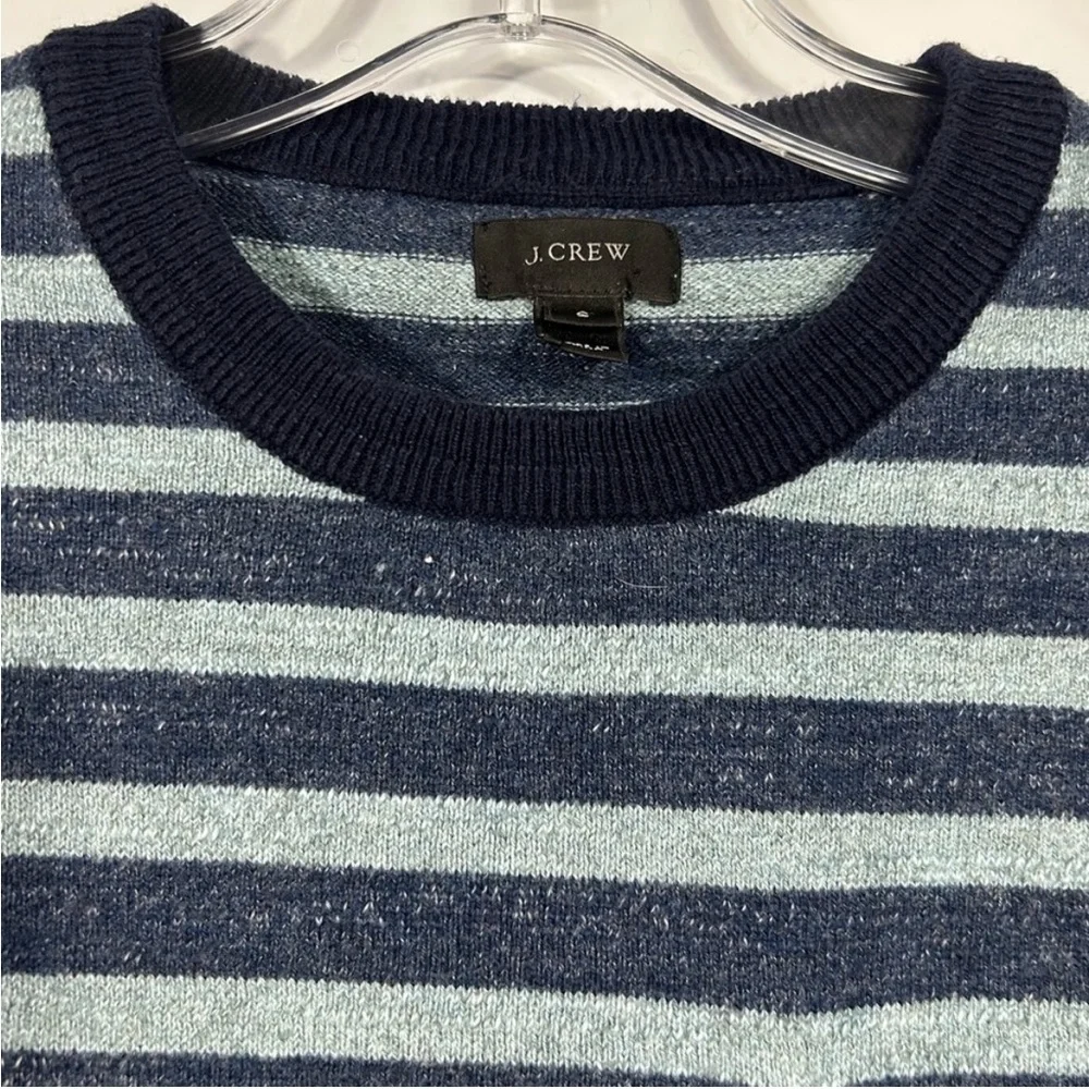 J.CREW 100% Cotton Blue Stripped Long Sleeve Crewneck Sweater Size S